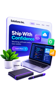 Software Solutions Inc. software dashboard shown on a laptop